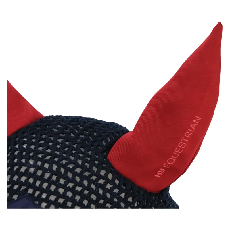 Hy Equestrian Tractors Rock Fly Veil in Navy/Red-2