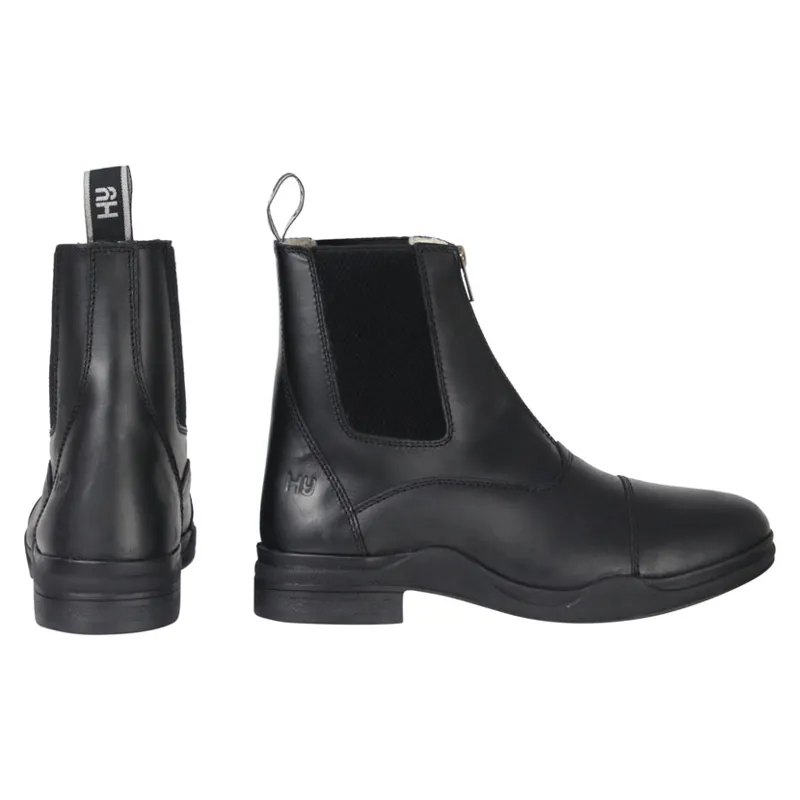 Hy Equestrian Fleece Lined Wax Leather Jodhpur Boot in Black