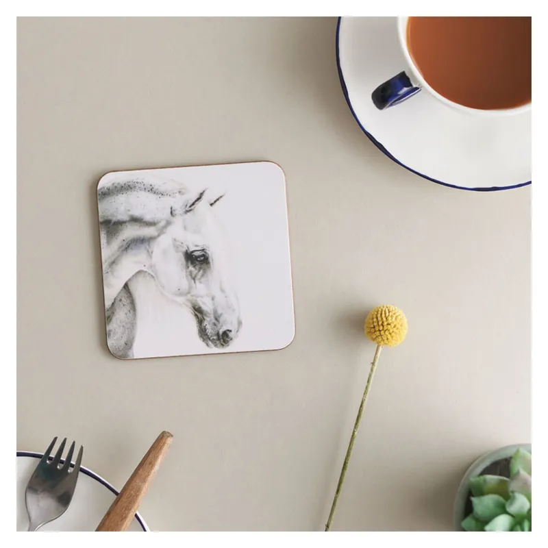 Deckled Edge 6-pack Melamine Coasters - Flea Bitten Grey