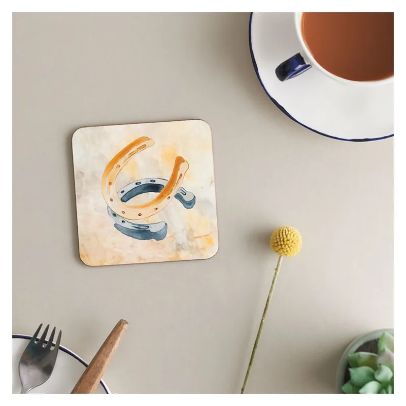 Deckled Edge 6-pack Melamine Coasters - Horseshoes