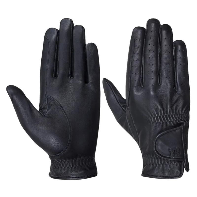 Hy5 Leather Riding Gloves in Black