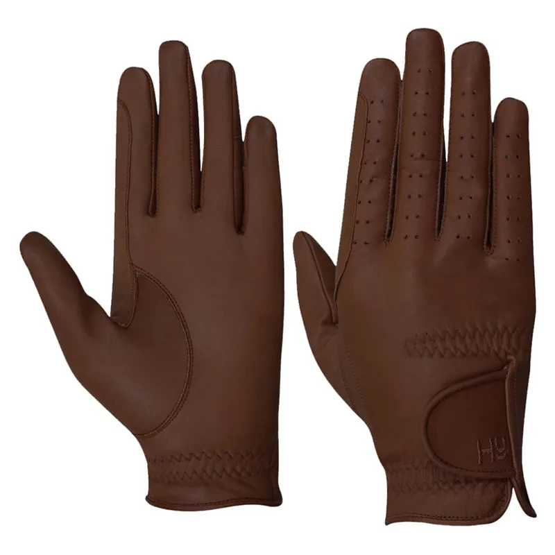 Hy5 Leather Riding Gloves - - Brown x small