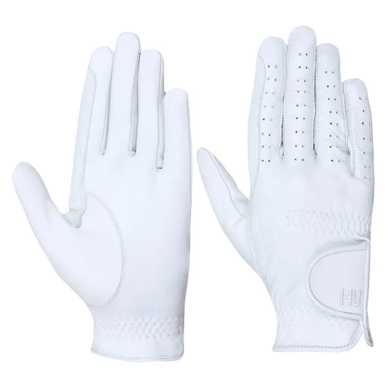 Hy5 Leather Riding Gloves in White