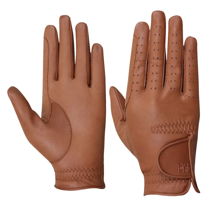 Hy5 Leather Riding Gloves in Light Brown