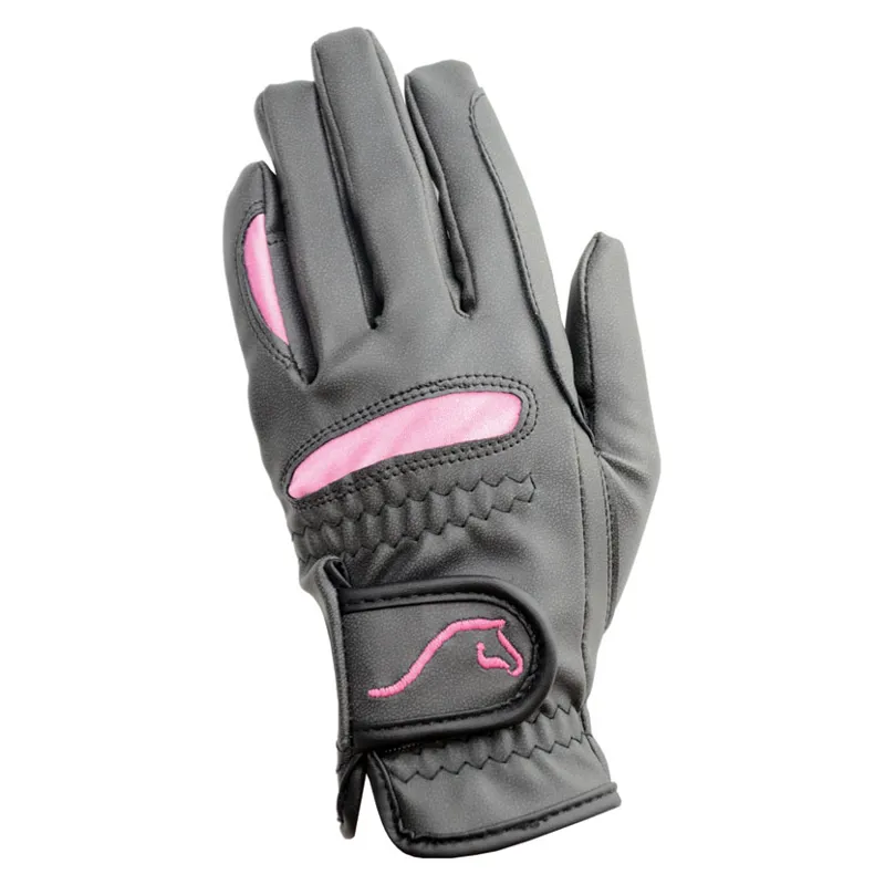 Hy Equestrian Lightweight Riding Gloves in Black/Pink