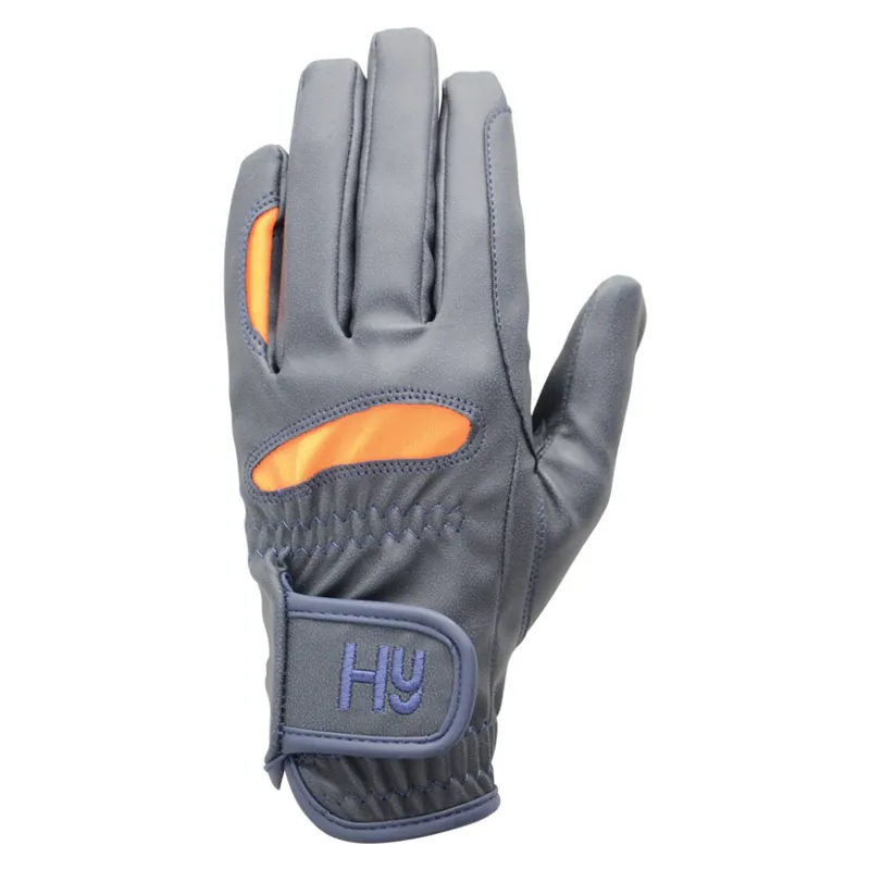 Hy Equestrian Lightweight Riding Gloves in Navy/Orange