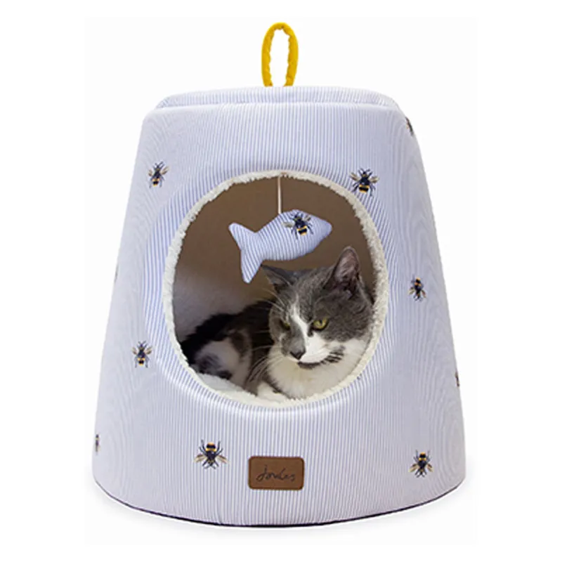 Joules Cat Hideaway in Ticking Bee
