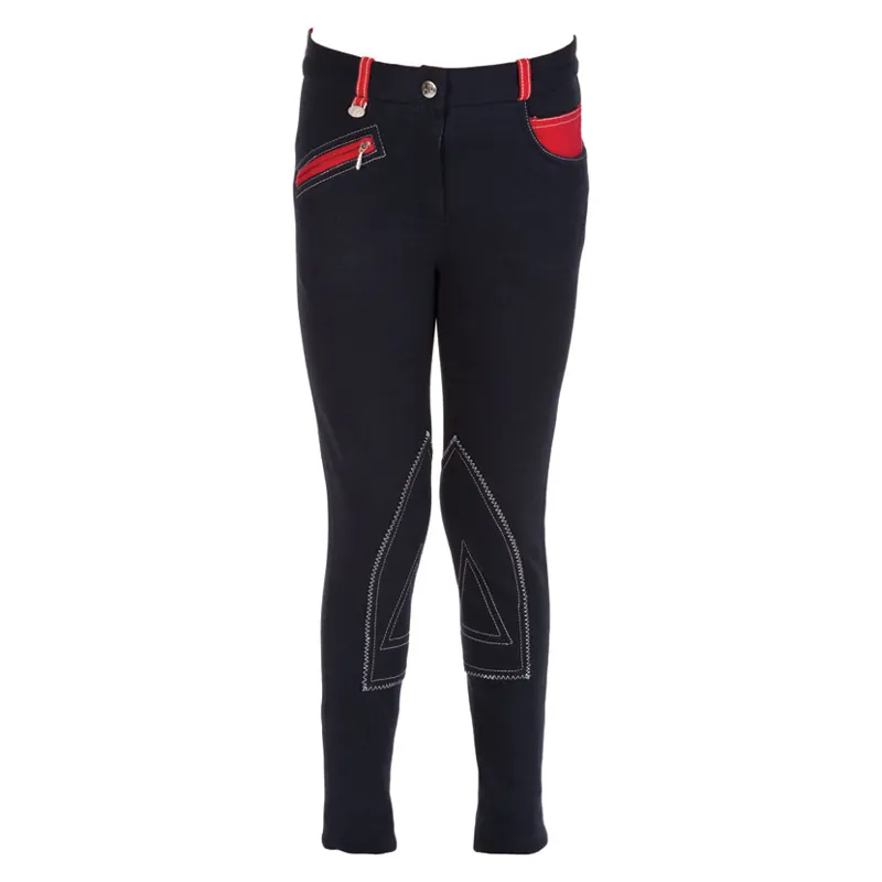 Hy Equestrian Diesel Children's Jodhpurs in Navy/Red