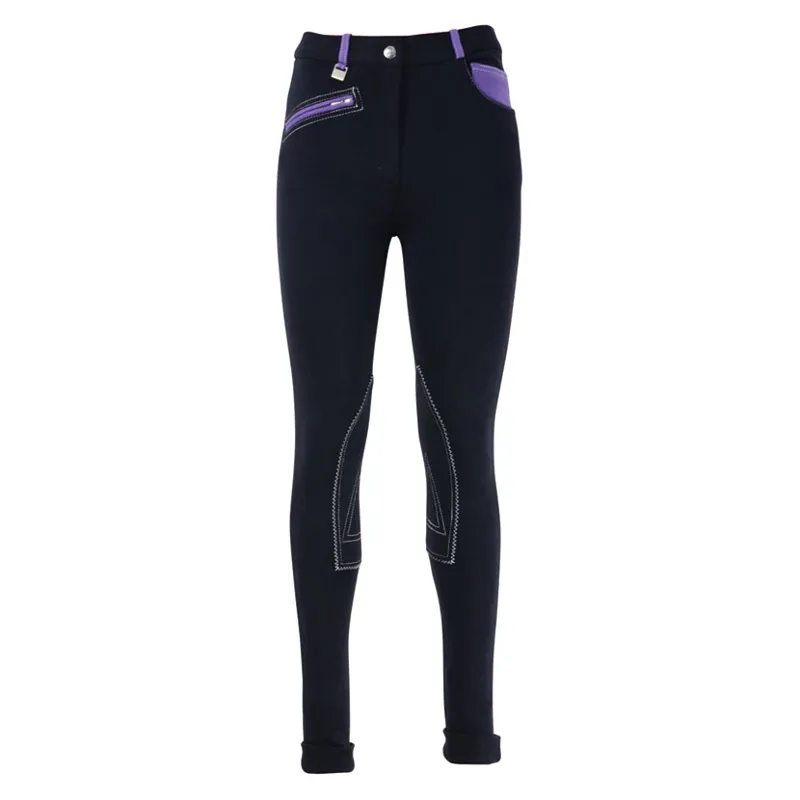 Hy Equestrian Diesel Children's Jodhpurs in Navy/Lavender