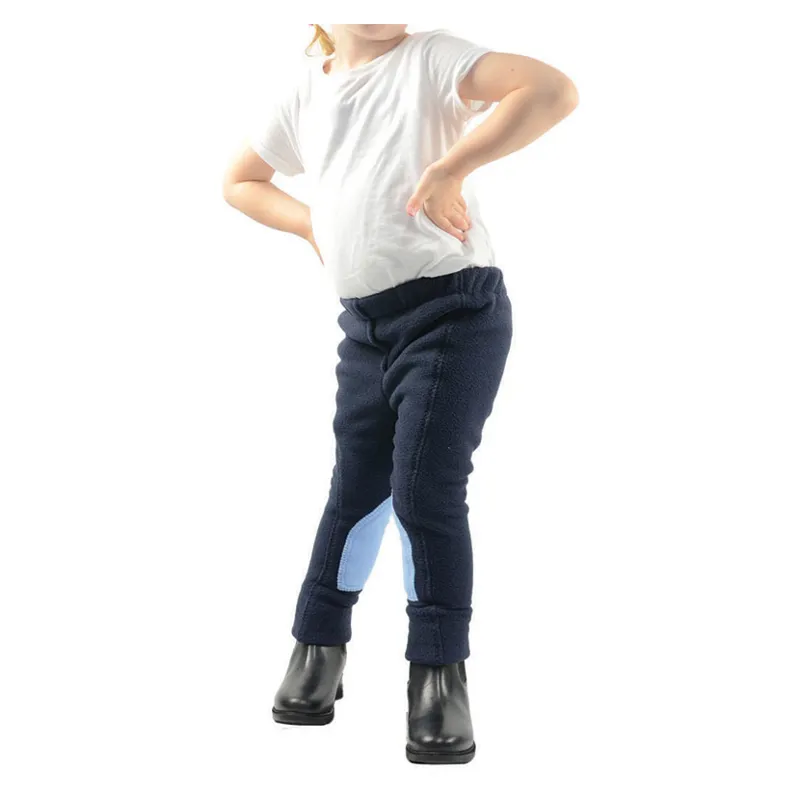 Hy Equestrian Fleece Tots Jodhpurs in Navy/Sky Blue