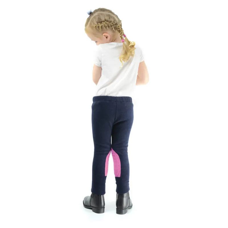 Hy Equestrian Fleece Tots Jodhpurs in Navy/Pretty Pink