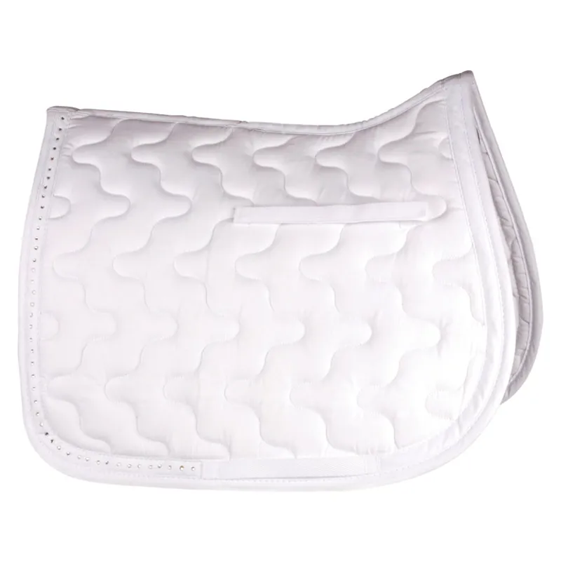 Hy Equestrian Diamante Trim Saddle Cloth in White