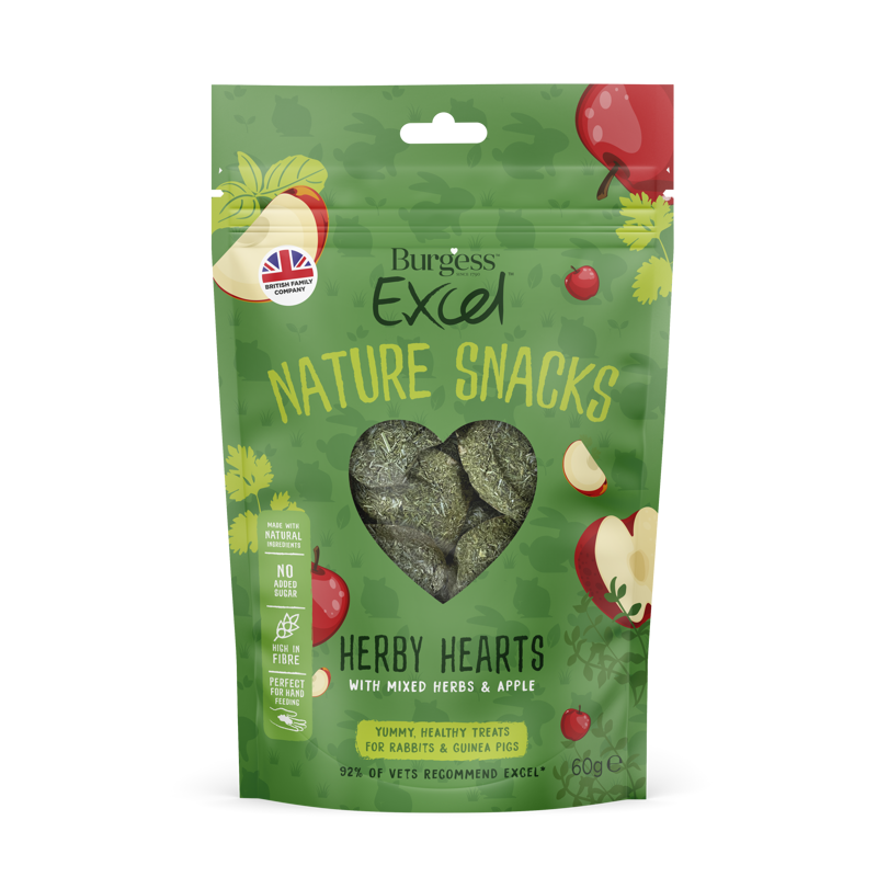 Burgess Excel Nat Snack H Hearts 12x60g