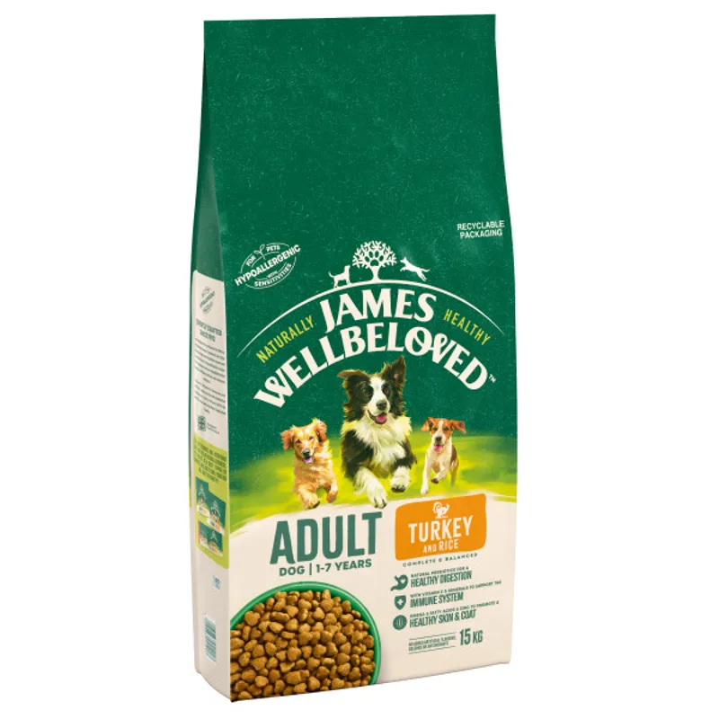 James Wellbeloved JWB Turkey and Rice Dog Kibble Adult Maint 15kg