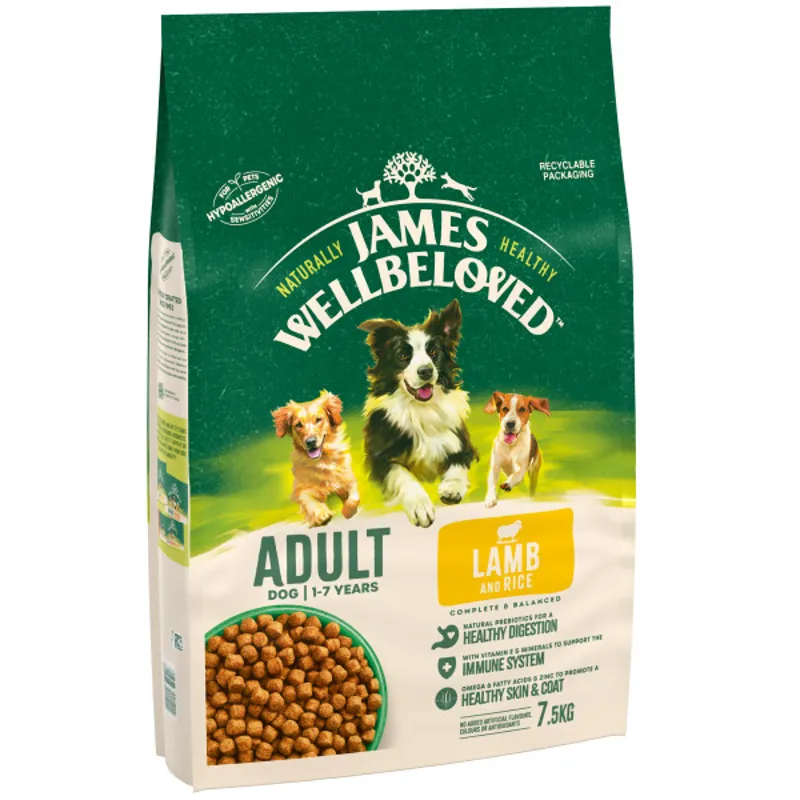 James Wellbeloved JW Dog Adult Lamb and Rice 7.5 kg