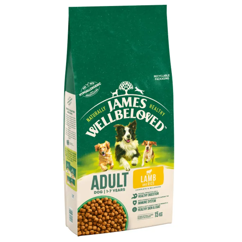 James Wellbeloved JWB Lamb and Rice Dog Kibble Adult Maint. 15kg