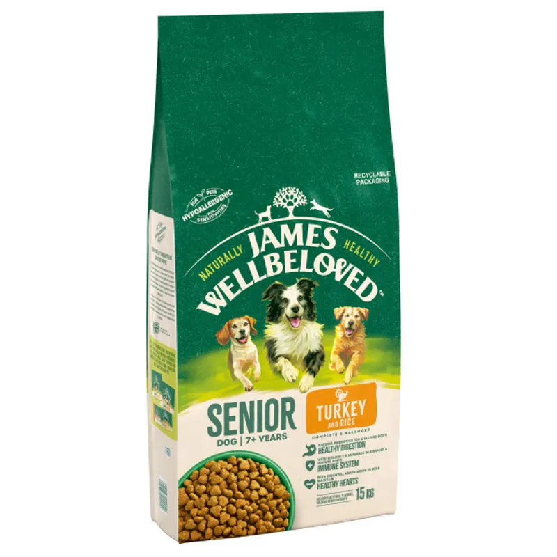 James Wellbeloved JWB Turkey and Rice Dog Kibble Senior 15kg
