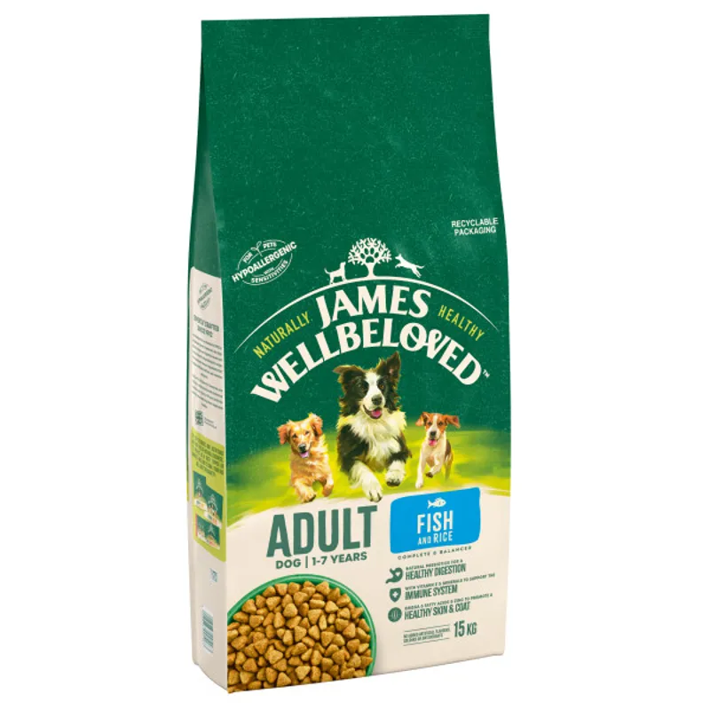 James Wellbeloved JWB Fish and Rice Dog Kibble Adult Maint 15kg
