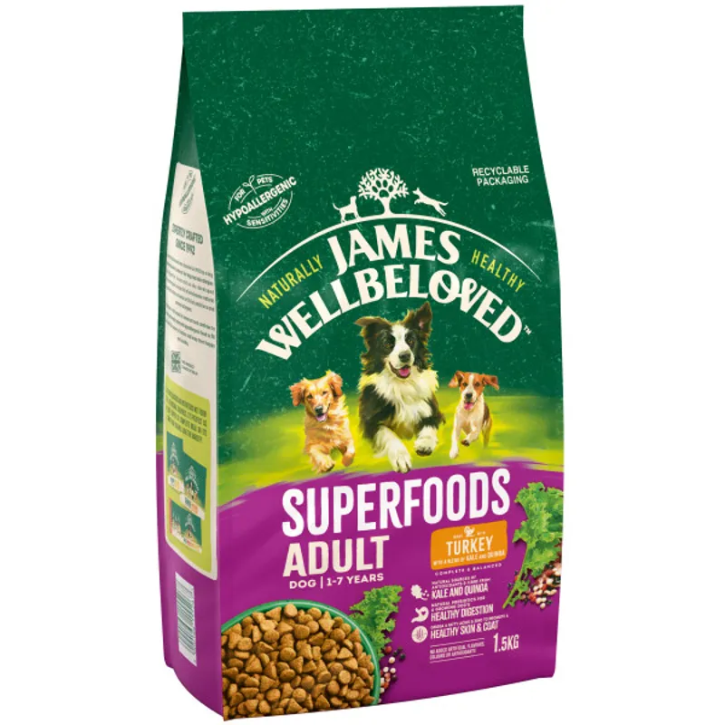 James Wellbeloved JW Dog Adult Superfoods Turkey 1.5 kg