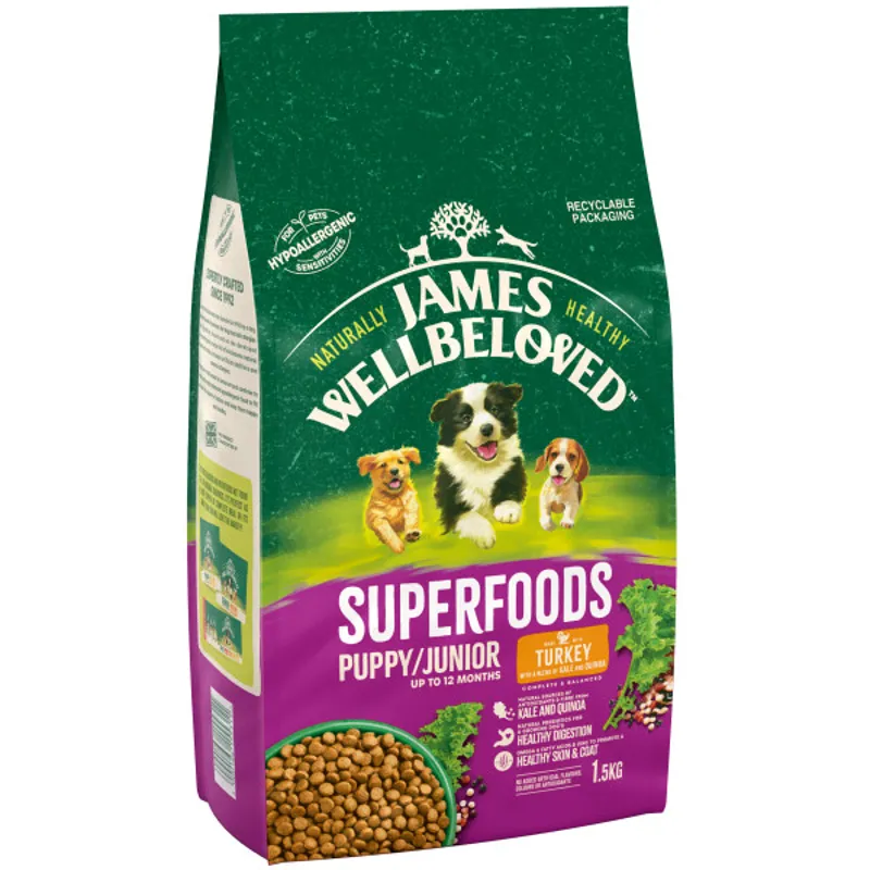 James Wellbeloved JW Puppy/Junior Superfoods Turkey 1.5 kg