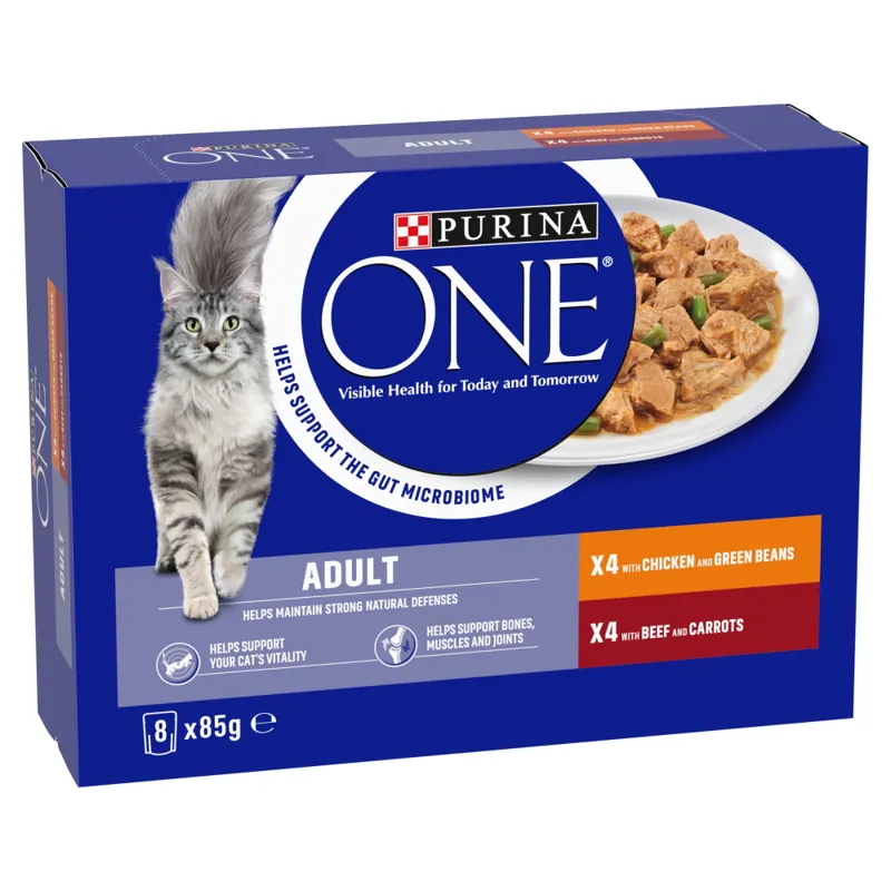 Purina One Adult Chk/Bf Pch 5x8x85g