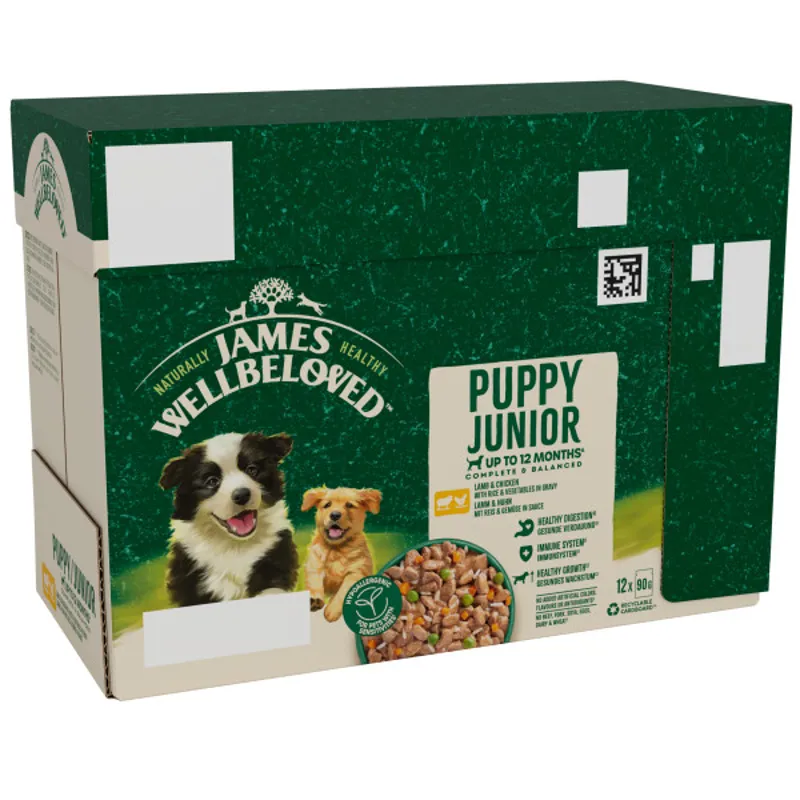 James Wellbeloved JW Puppy LmbChck Grvy Pch 4x12x90g