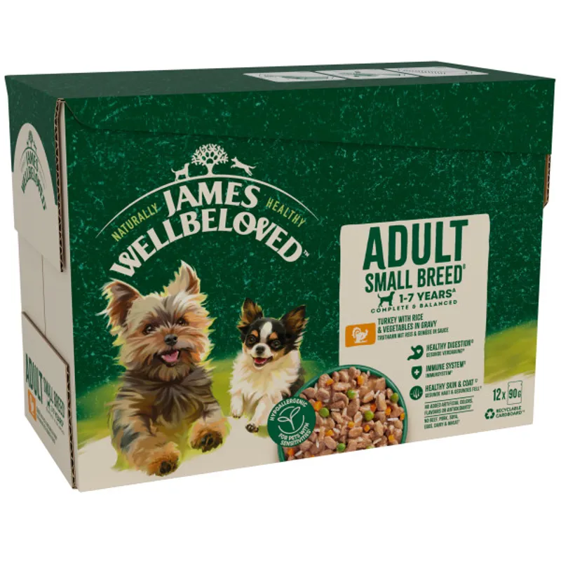James Wellbeloved JW Dog Adult Small Trk Grvy Pch 4x12x90g