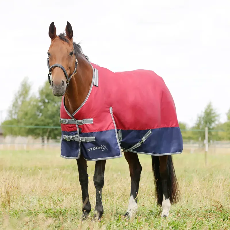 StormX Empra 200 Turnout Rug With Detachable Neck - - Burgundy-2