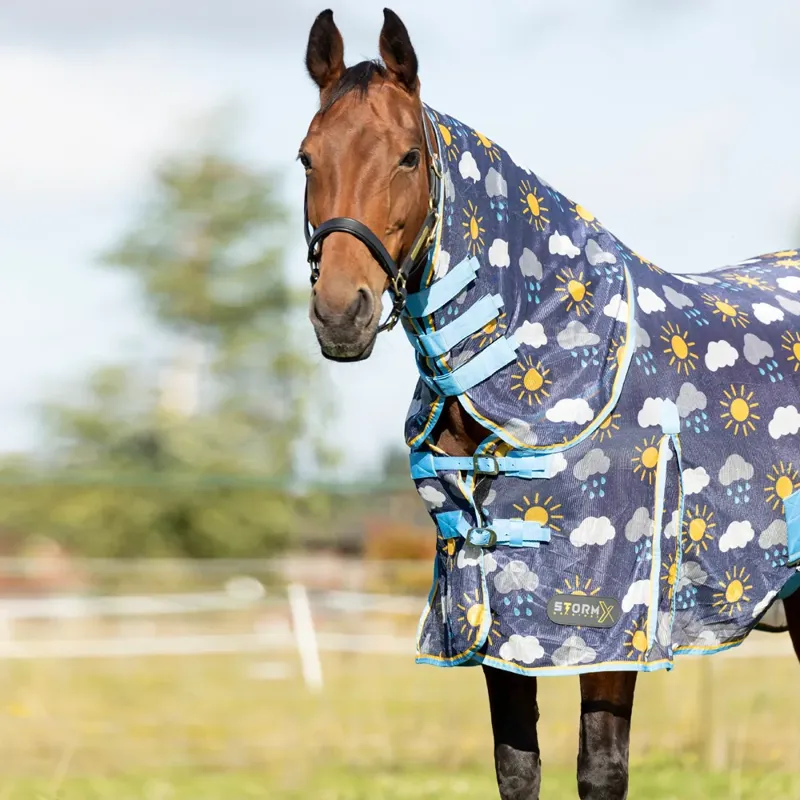StormX Original Come Rain Or Shine Combi Fly Rug - - Navy/Blue/Yellow-1