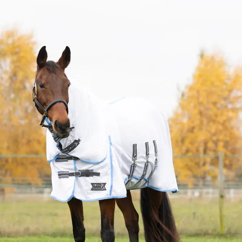 StormX Empra Gladiator UV Combi Fly Rug in White/Light Blue-1