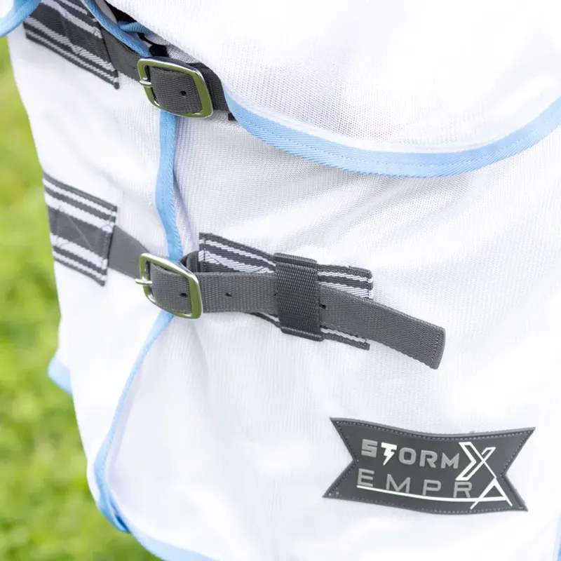 StormX Empra Gladiator UV Combi Fly Rug in White/Light Blue-2
