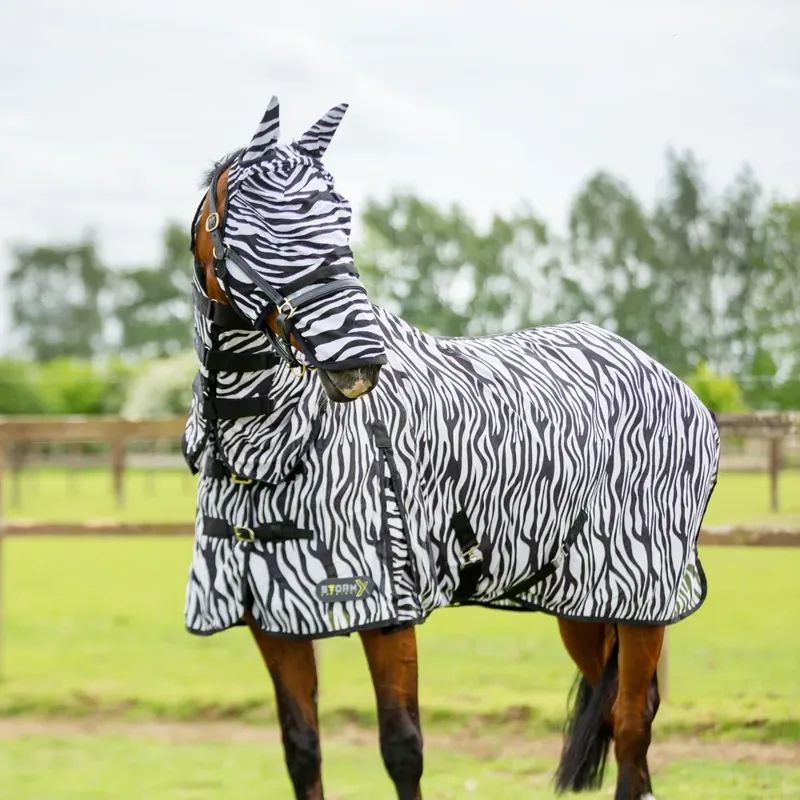 StormX Original Zebra Print Fly Rug in Black/White-1