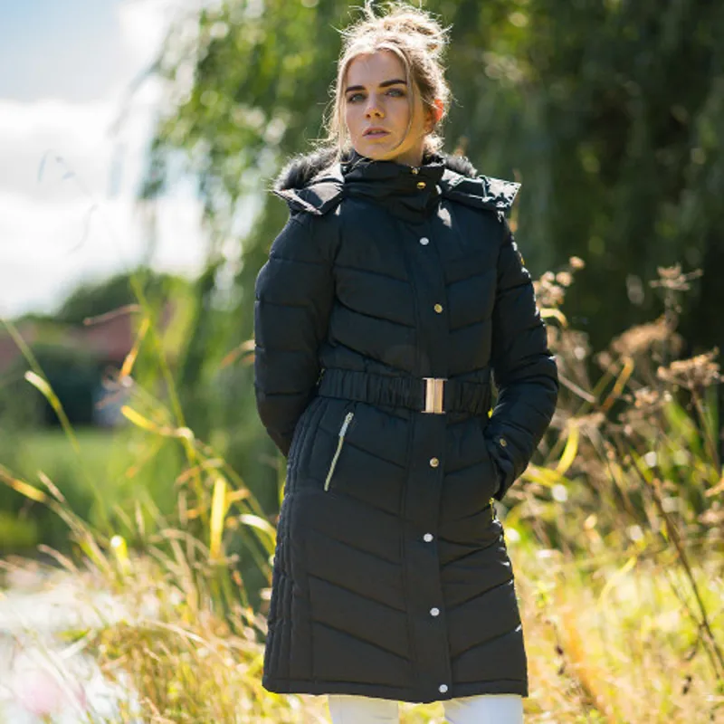 Coldstream Branxton Long Quilted Coat in Black