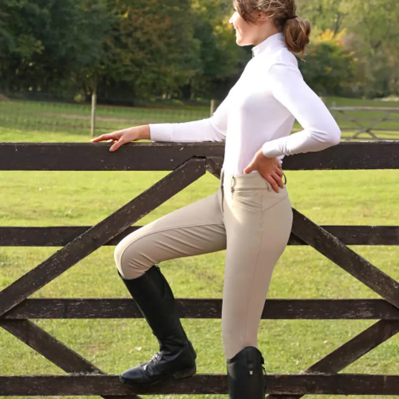 Hy Equestrian Arctic Softshell Ladies Breeches in Beige-4