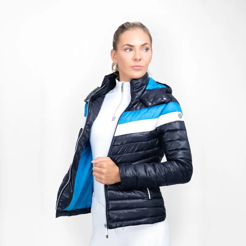 Coldstream Southdean Quilted Coat in Navy/White/Blue