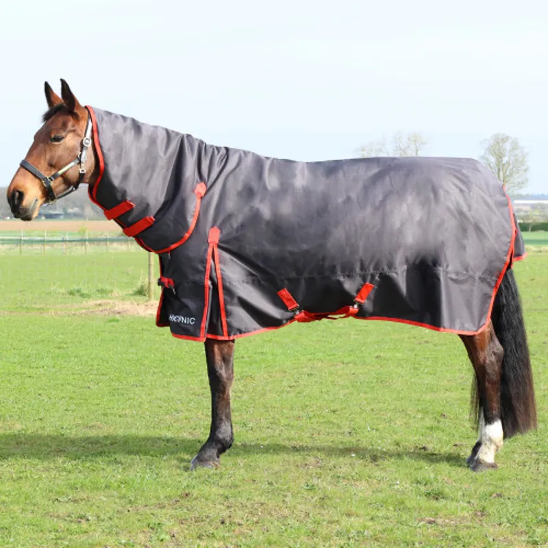 HyCONIC 200g Combi Turnout Rug - - Charcoal/Red