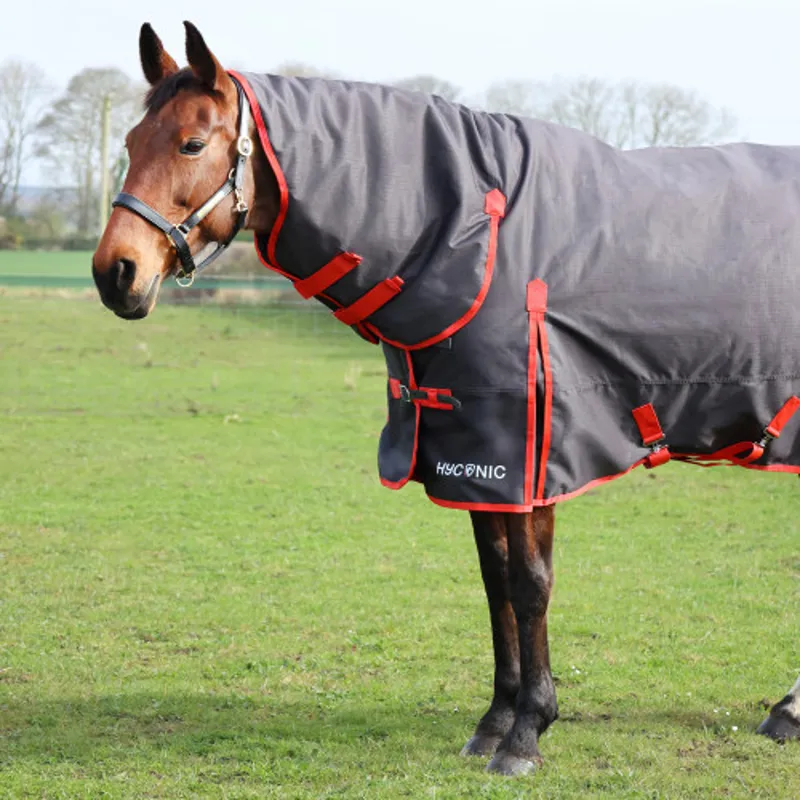 HyCONIC 200g Combi Turnout Rug - - Charcoal/Red-1