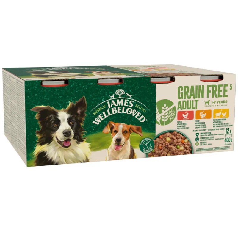James Wellbeloved JW Dog Adult GF TrkLmbChk Tin 12x400g