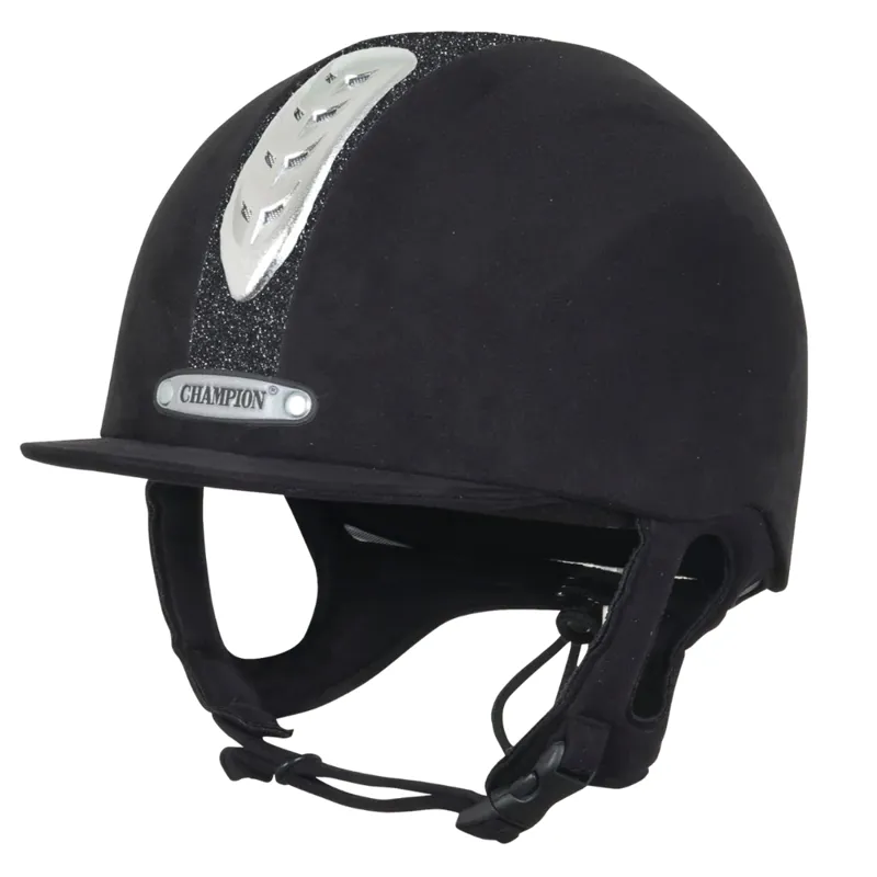 Champion Junior X-Air Plus Dazzle Riding Helmet in Black/Black-1
