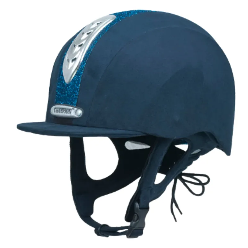 Champion Junior X-Air Plus Dazzle Riding Helmet in Navy/Navy-1
