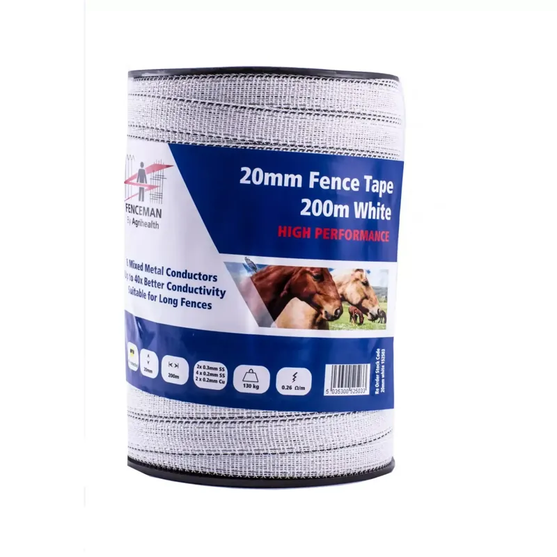 Fenceman Tape White 20mm 200m High Performance
