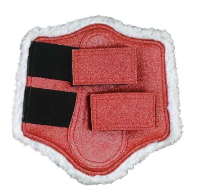 Hy Equestrian Glitzy Brushing Boots - - Red small pony