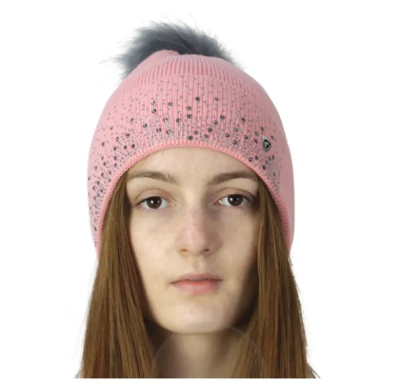 Hy Equestrian Synergy Diamante Bobble Hat in Rose