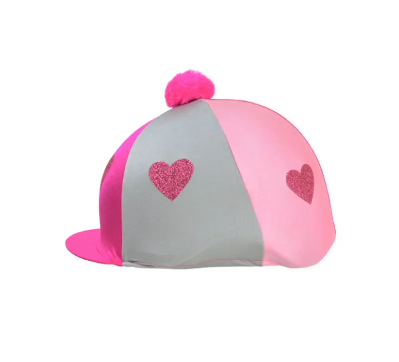 Little Rider Love Heart Glitter Hat Cover in Pink/Light Pink