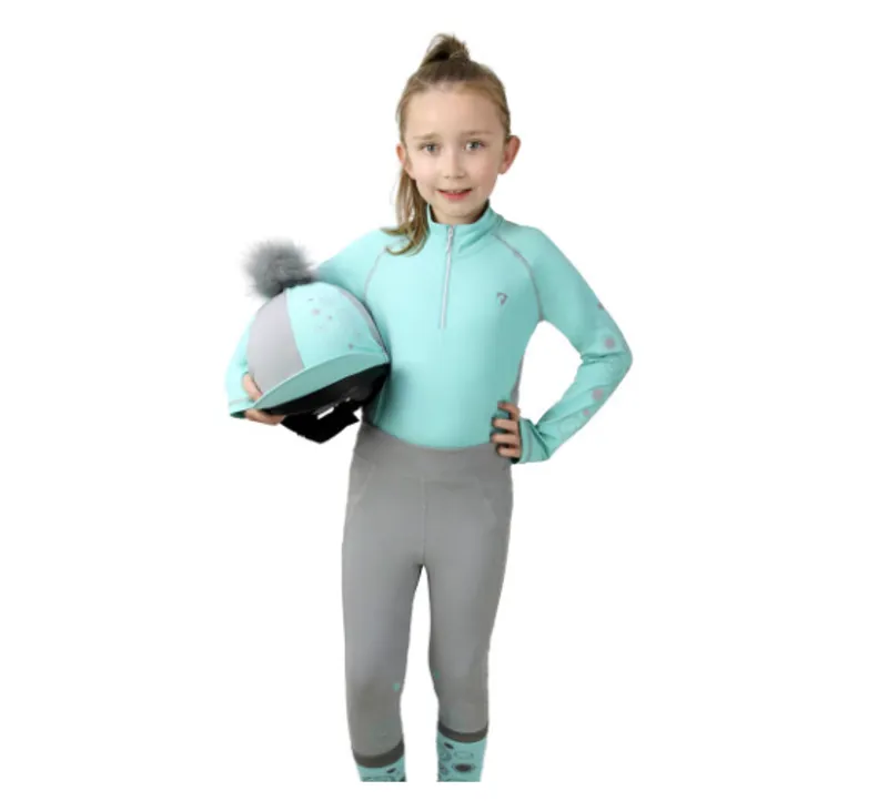 Hy Equestrian DynaMizs Ecliptic Riding Tights in Mint/Grey