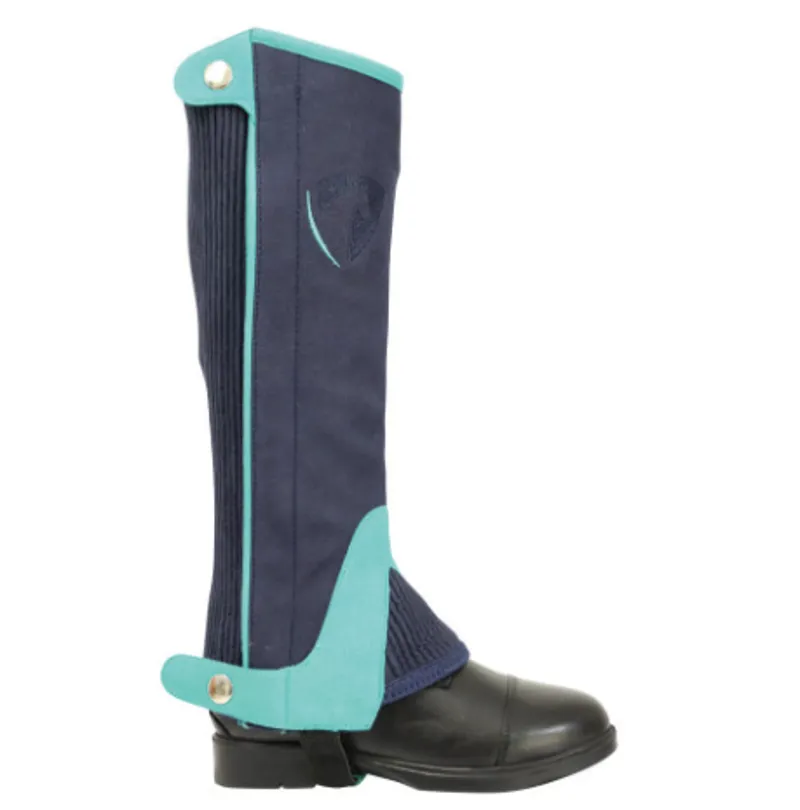 Hy Equestrian Belton Children's Half Chaps in Navy/Teal