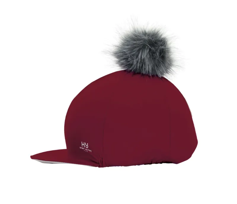Hy Sport Active Hat Silk with Interchangeable Pom Pom in Vivid Merlot