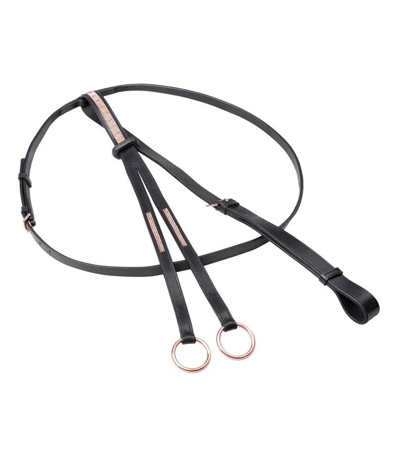 Hy Equestrian Rosciano Rose Gold Martingale in Black/Rose Gold
